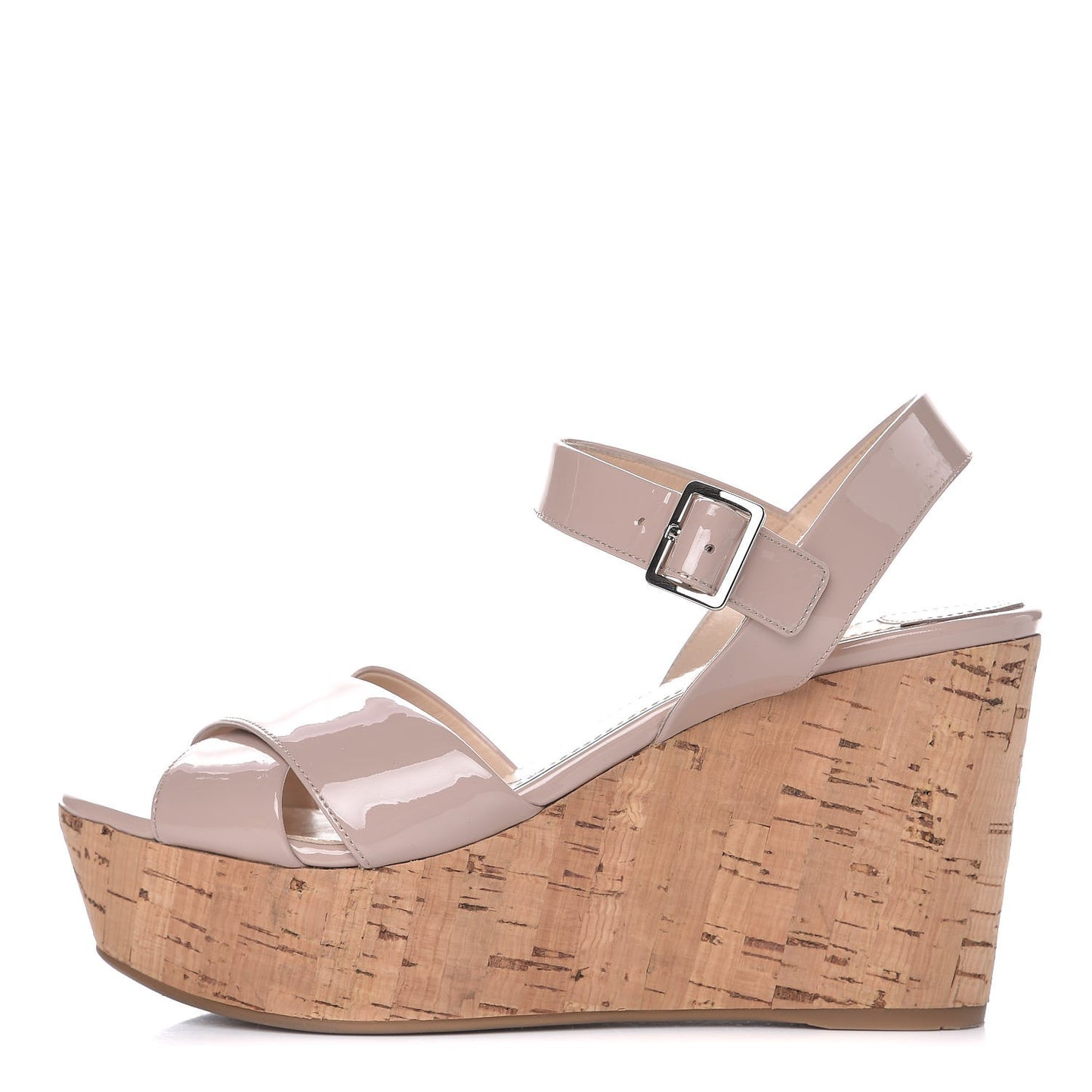 Vernice Crisscross Platform 100mm Wedge Sandals 38.5 Cipria