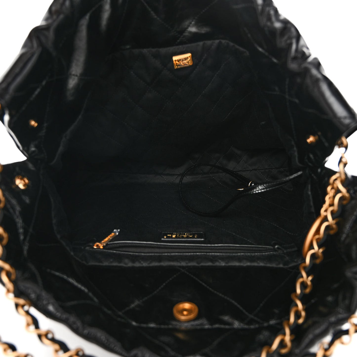 Shiny Calfskin Quilted Chanel 22 Black