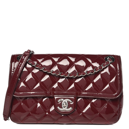 Chanel Patent Quilted Large Coco Shine Flap Burgundy 1 of 11