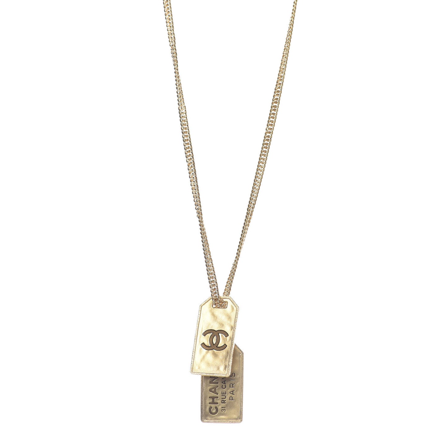 ID Dog Tag Charm Necklace Gold