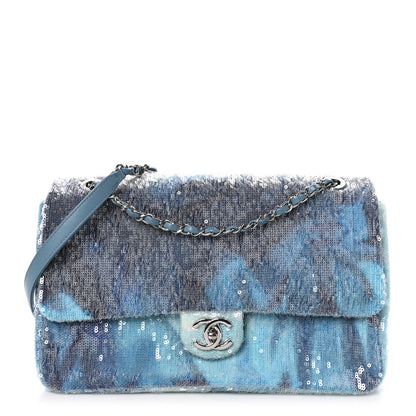 Chanel Sequin Large Waterfall Flap Light Blue 1 of 10