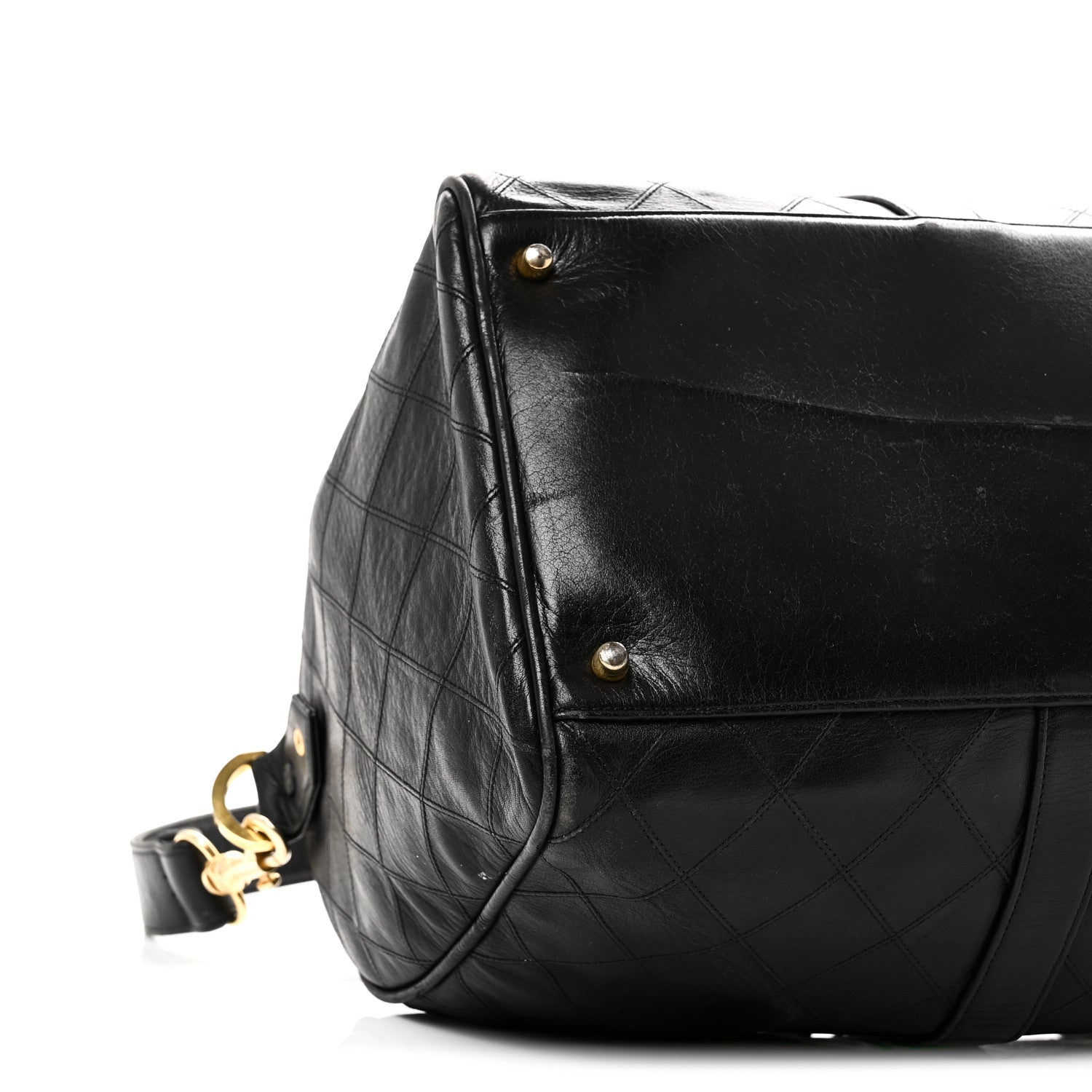 Chanel Calfskin Stitched Duffle Travel Bag Black 8 of 16