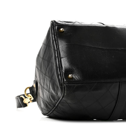 Chanel Calfskin Stitched Duffle Travel Bag Black 8 of 16