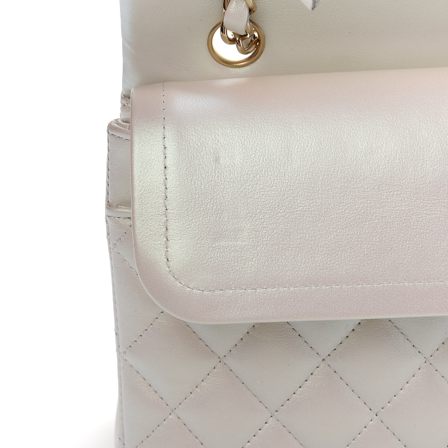 Chanel Iridescent Calfskin Quilted Medium Double Flap White 8 of 10