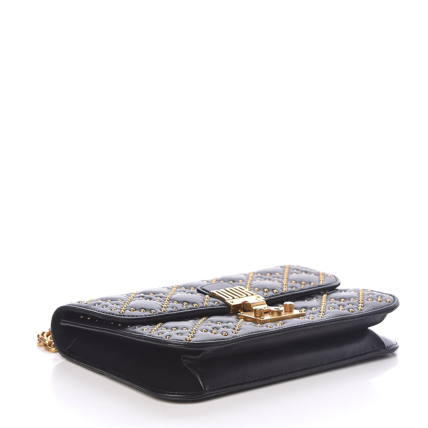 Lambskin Cannage Studded Large Dioraddict Flap Bag Black