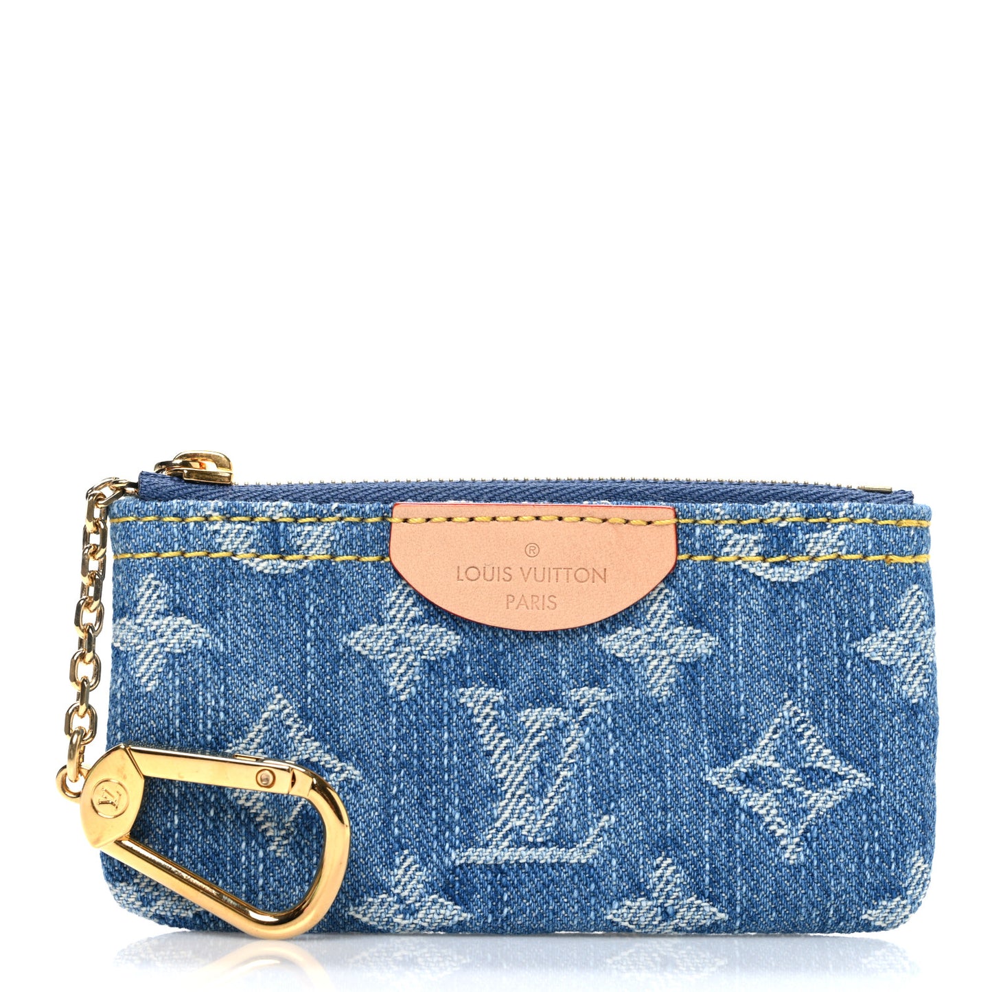Monogram Denim Key Pouch Denim Blue