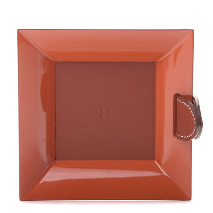 Hermes Lacquered Wood Taurillon Clemence Small Atrium Change Tray Orange Sanguine 1 of 6