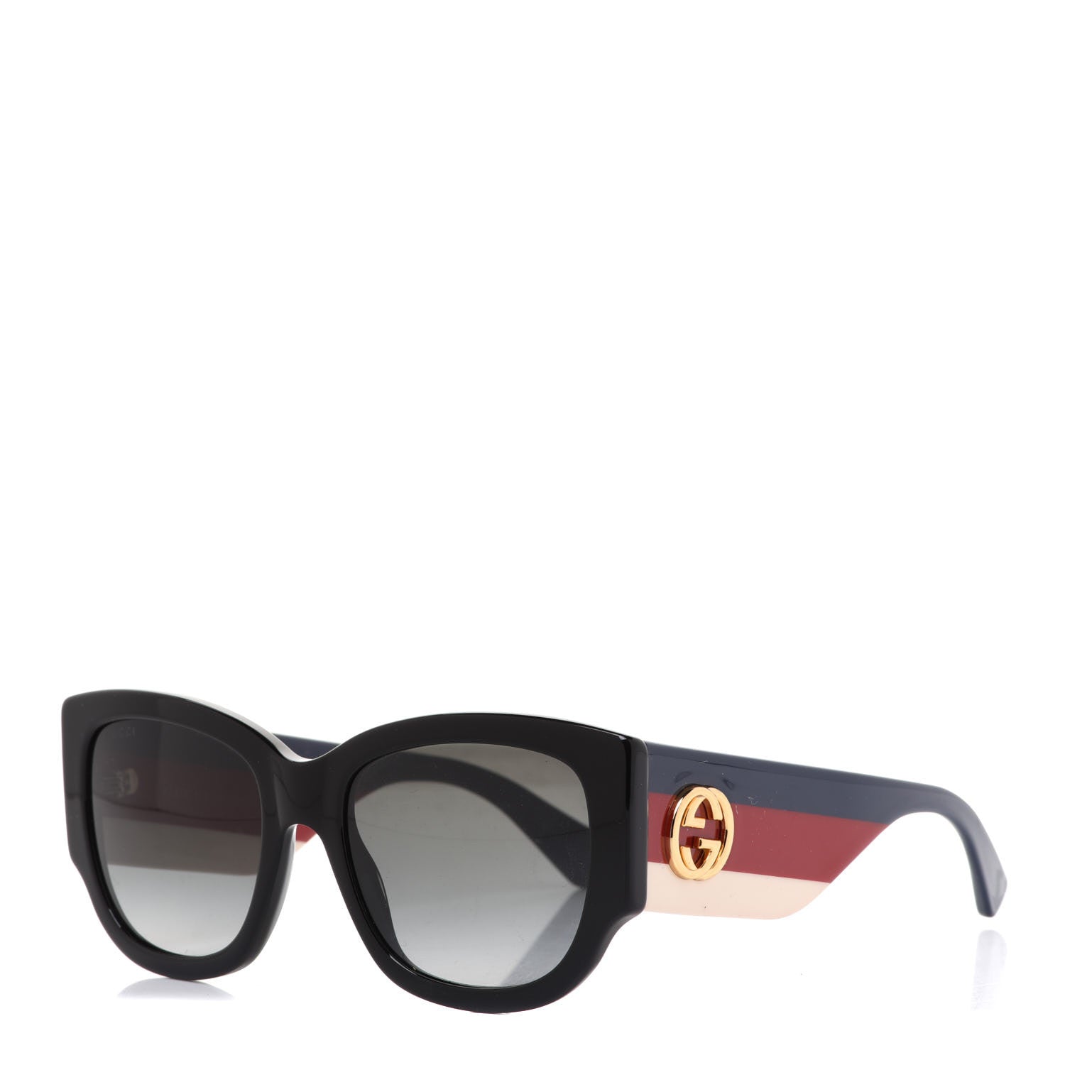 Gucci Acetate Web Oversized Frame Rectangle Sunglasses GG0276S Black Multicolor 1 of 8