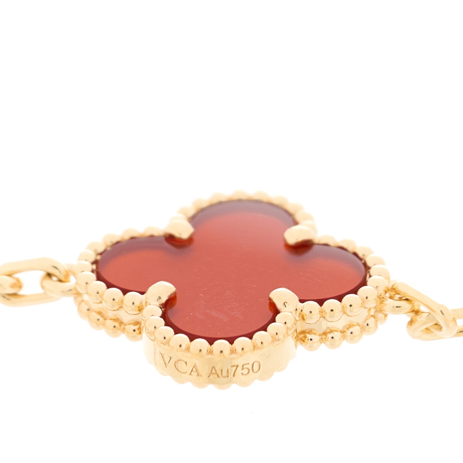 Van Cleef & Arpels 18K Yellow Gold Carnelian 5 Motifs Vintage Alhambra Bracelet 4 of 5
