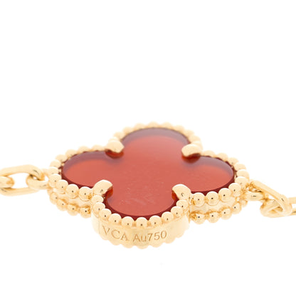 Van Cleef & Arpels 18K Yellow Gold Carnelian 5 Motifs Vintage Alhambra Bracelet 4 of 5