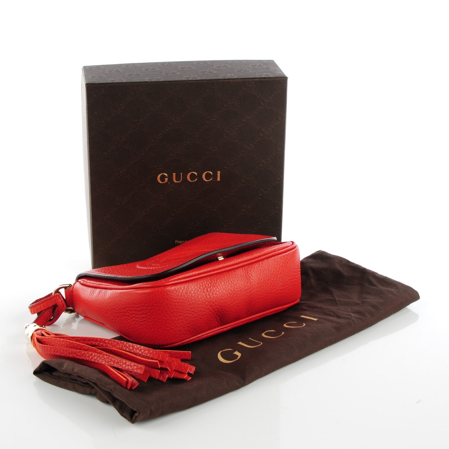 Gucci Pebbled Calfskin Small Soho Flap Crossbody Sun Orange 4 of 7