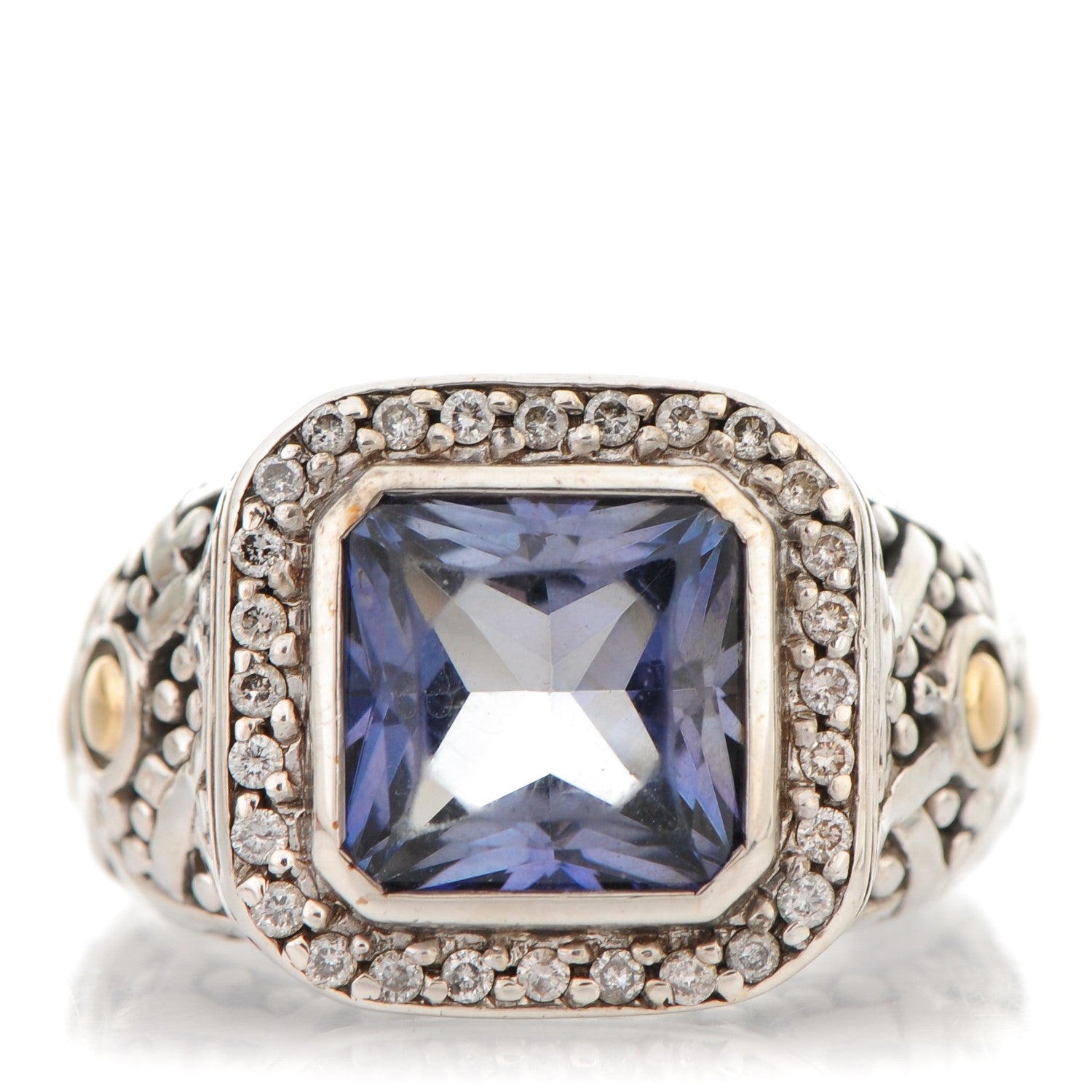 John Hardy Sterling Silver Diamond 8mm Iolite Mystic Ring 51.5 6 1 of 6