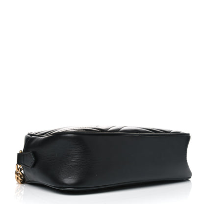 Gucci Calfskin Matelasse Small GG Marmont Chain Shoulder Bag Black 3 of 10