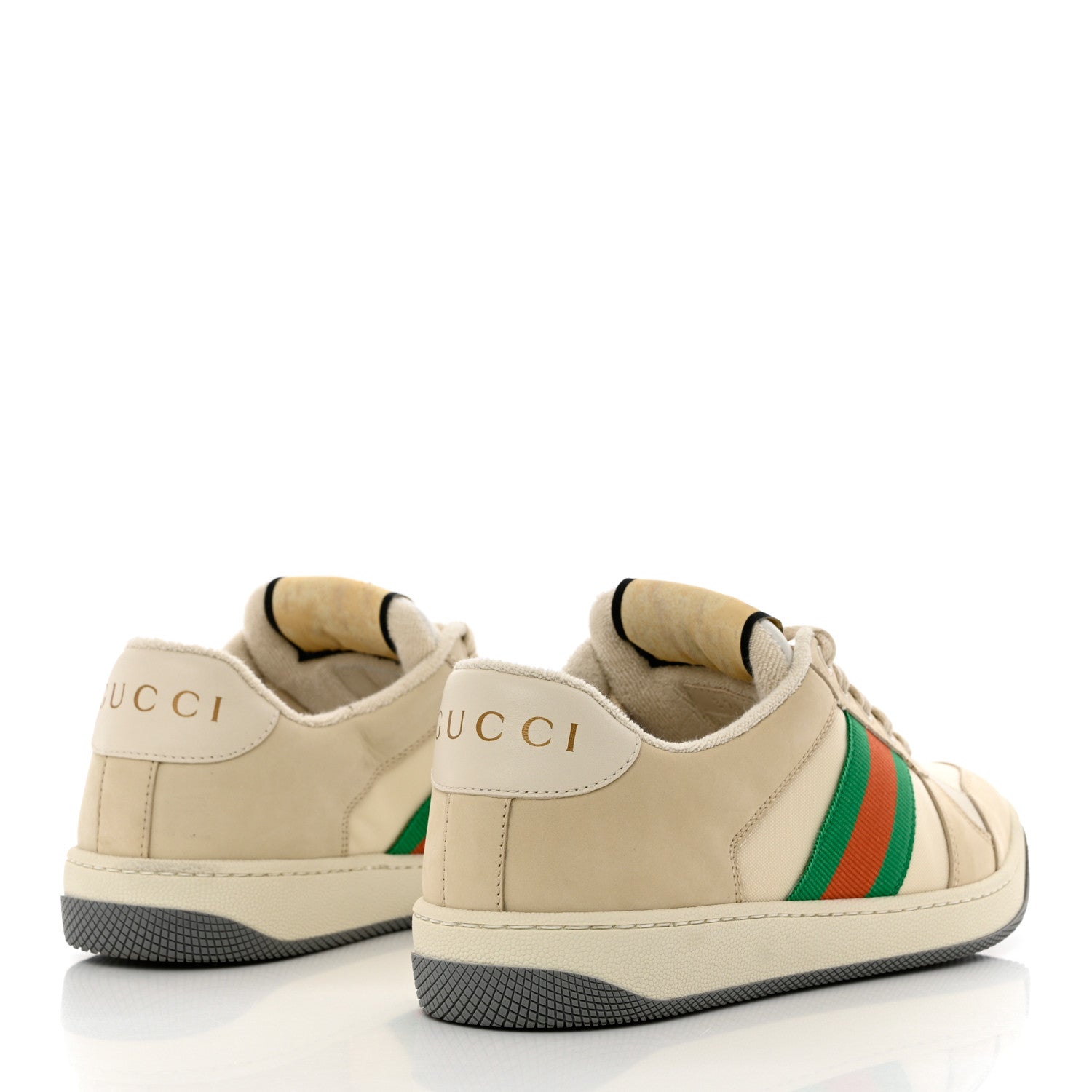 Gucci Nylon Nubuck Web Womens Screener Sneakers 37.5 Mystic White Dusty Milk 4 of 12