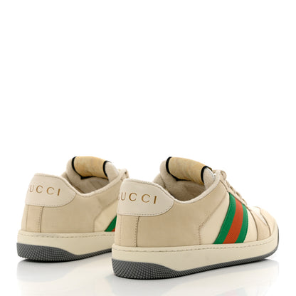 Gucci Nylon Nubuck Web Womens Screener Sneakers 37.5 Mystic White Dusty Milk 4 of 12