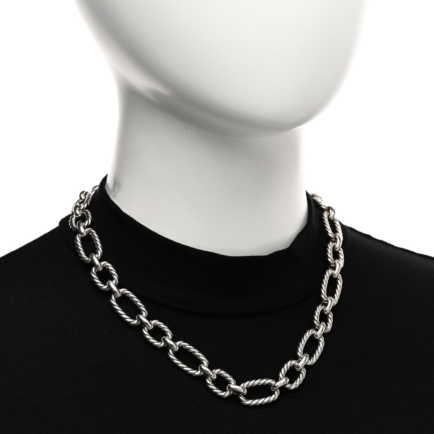 David Yurman Sterling Silver Blue Sapphire 12.5mm Cushion Link Chain Necklace 2 of 5