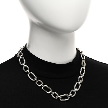 David Yurman Sterling Silver Blue Sapphire 12.5mm Cushion Link Chain Necklace 2 of 5
