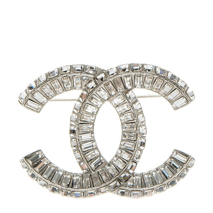 Chanel Baguette Crystal CC Brooch Silver 1 of 4