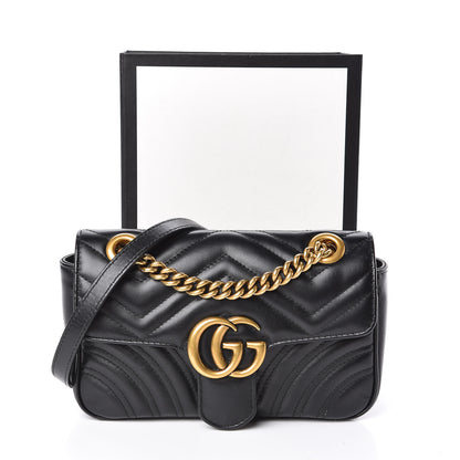 Gucci Calfskin Matelasse Mini GG Marmont Shoulder Bag Black 11 of 11