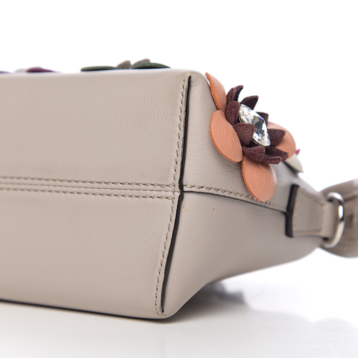 Vitello Dolce Crystal Flowerland Studded Mini By The Way Boston Bag Grigio Polvere Multicolor
