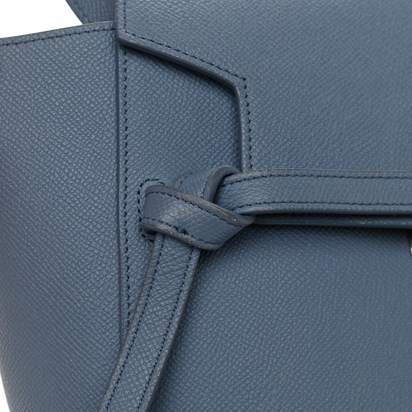 Grained Calfskin Micro Belt Bag Washed Blue