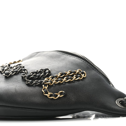 Chanel Calfskin Chain 20s Signe Waist Bag Black 10 of 10