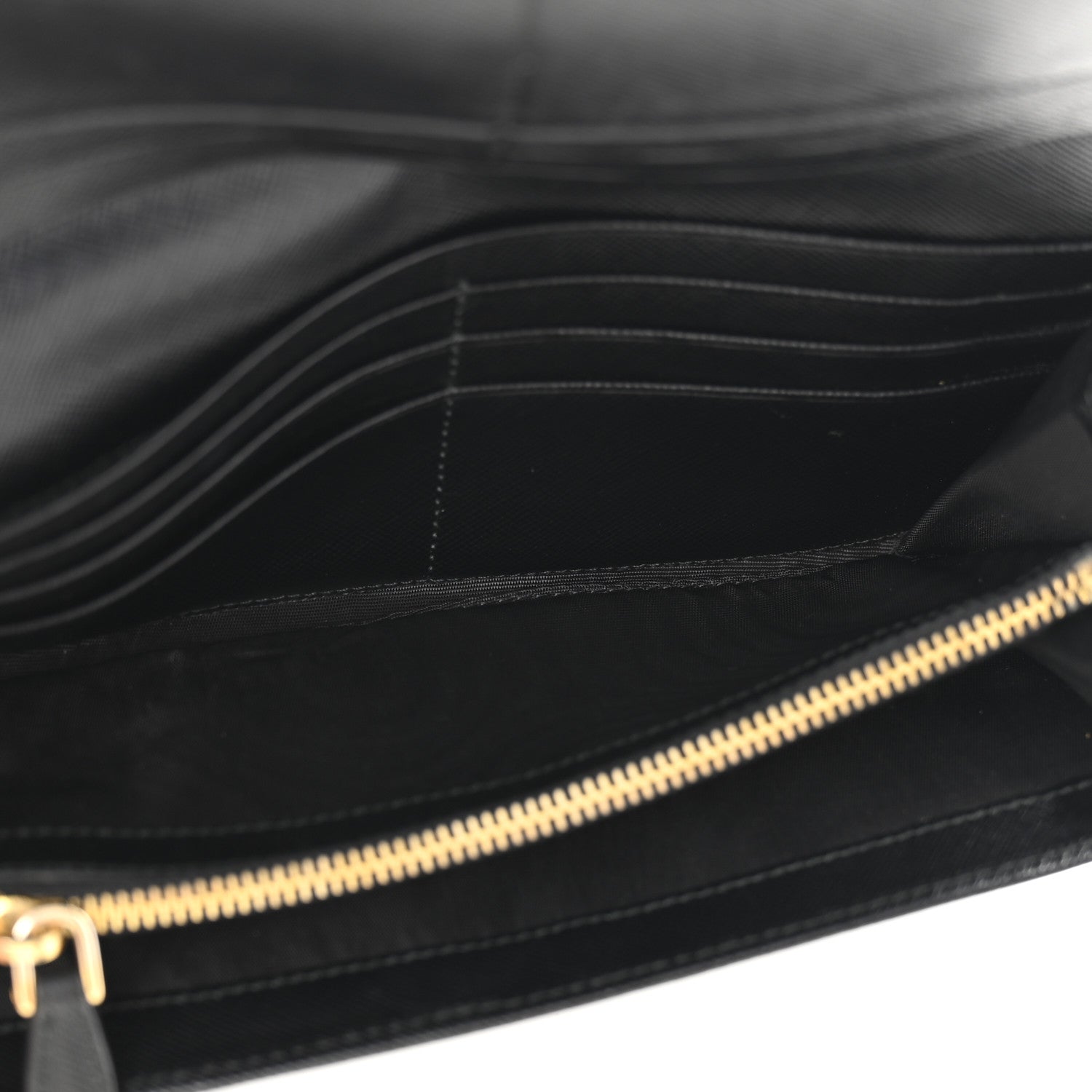 Prada Saffiano Metal Continental Flap Wallet Black 5 of 13