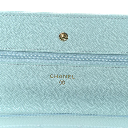 Chanel Caviar Quilted Wallet On Chain WOC Light Blue 6 of 10