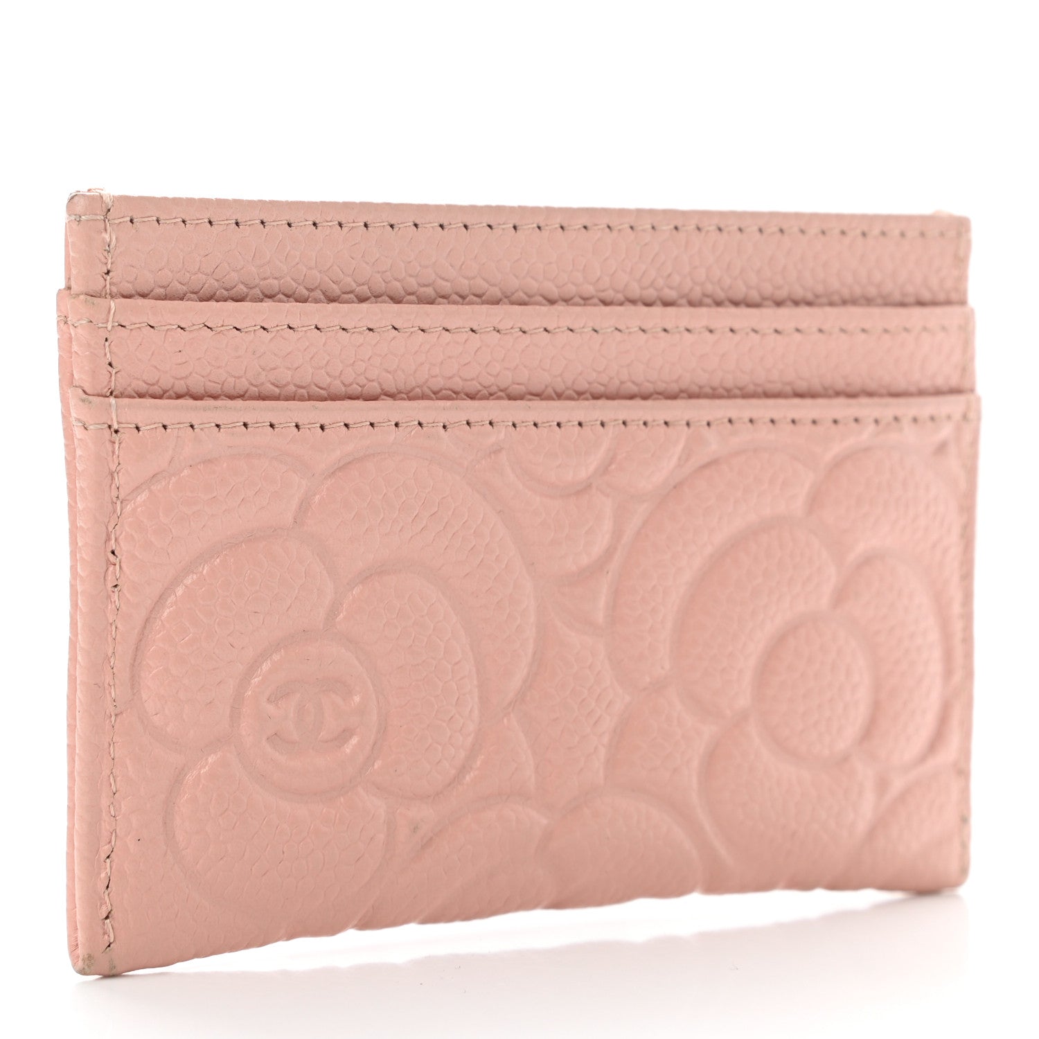 Chanel Caviar Camellia Embossed Card Holder Pink 3 of 9