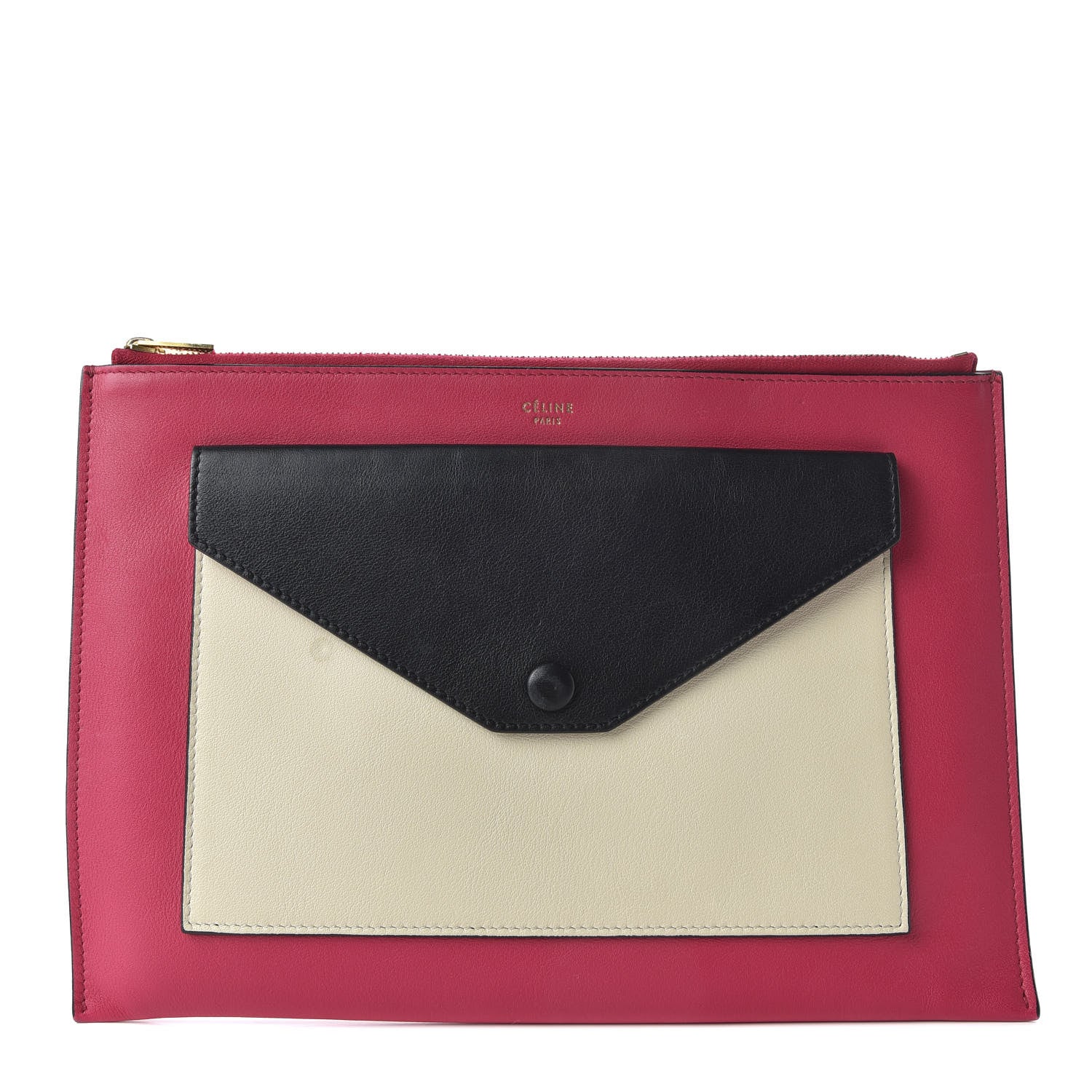 Celine Calfskin Flap Pocket Clutch Fuchsia 1 of 8