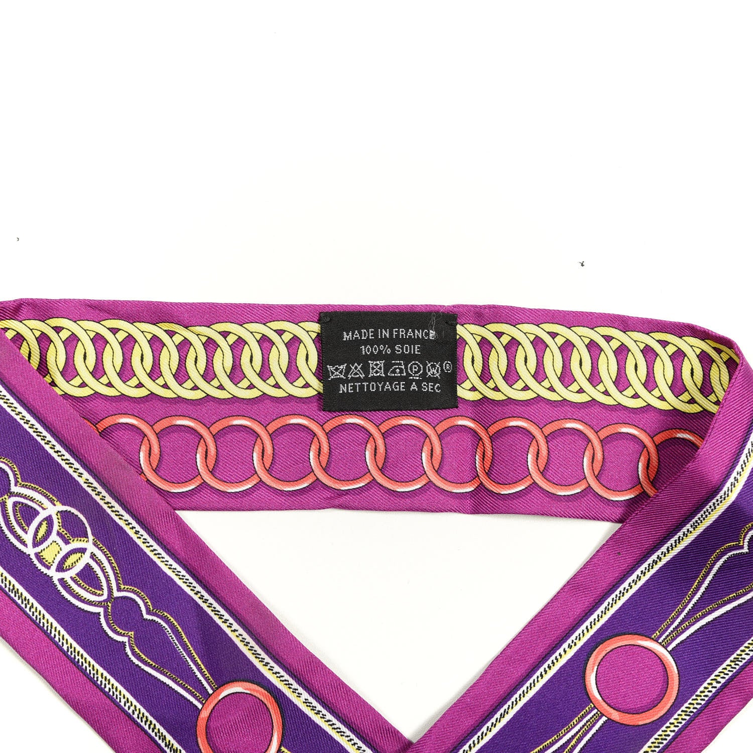 Hermes Silk Maillons Twilly Fuchsia Violet Jaune 2 of 3