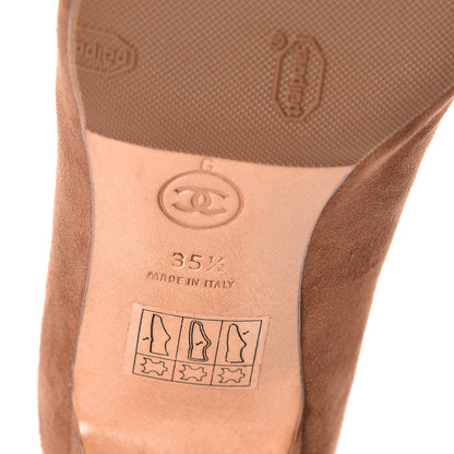 Chanel Suede CC Cap Toe Pumps 35.5 Brown 9 of 13