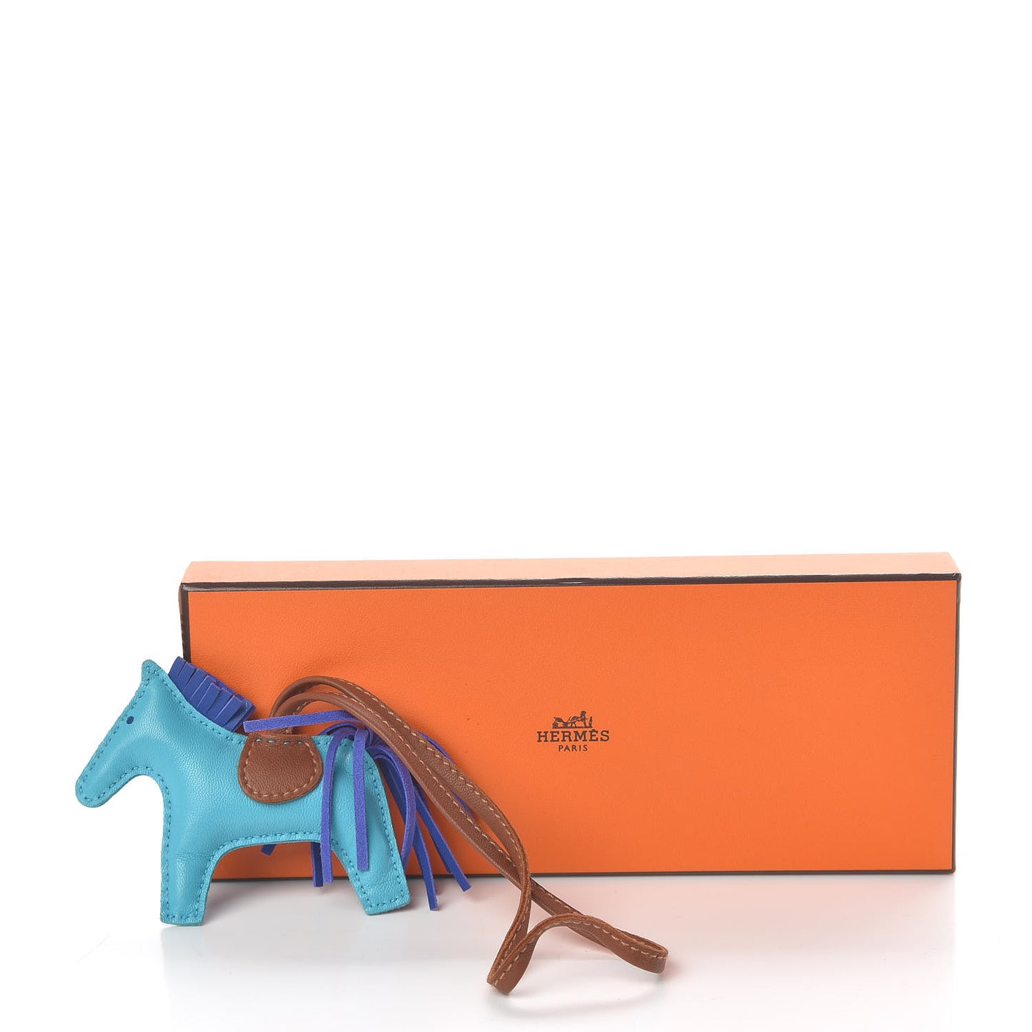 Milo Lambskin Grigri Rodeo Horse Bag Charm PM Bleu Azteque Bleu Electrique Fauve