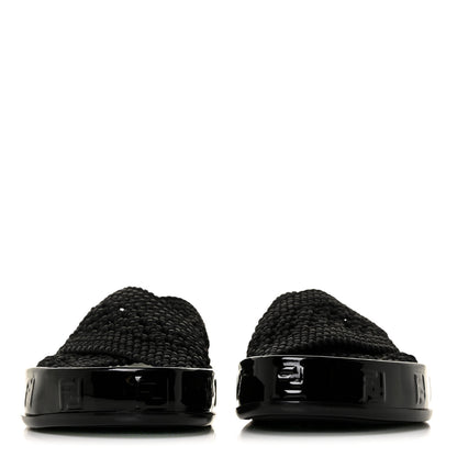 Fendi Raffia Rubber FF Woven Reflections Crisscross Slide Sandals 37 Black 2 of 7
