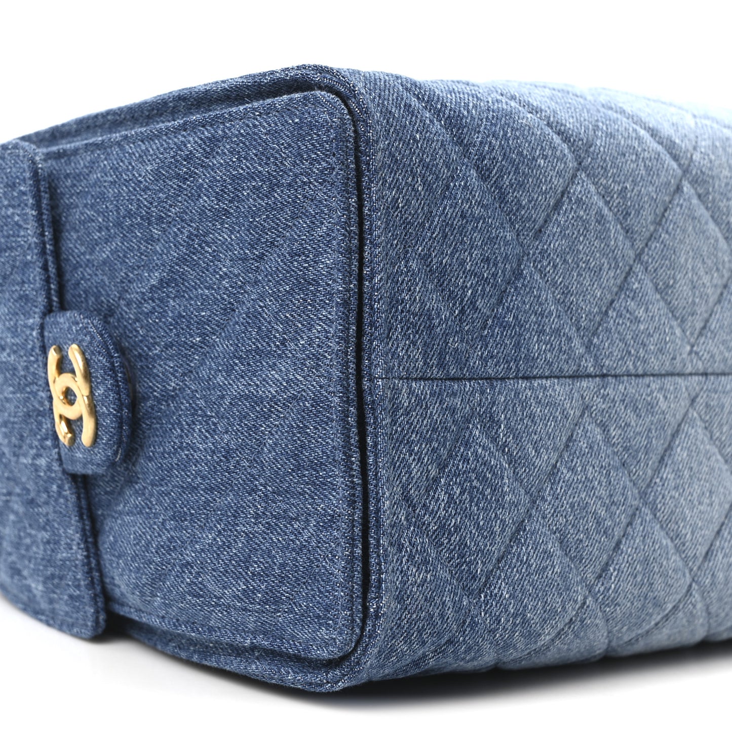 Washed Denim Quilted Small Chanel 25 Handbag Blue