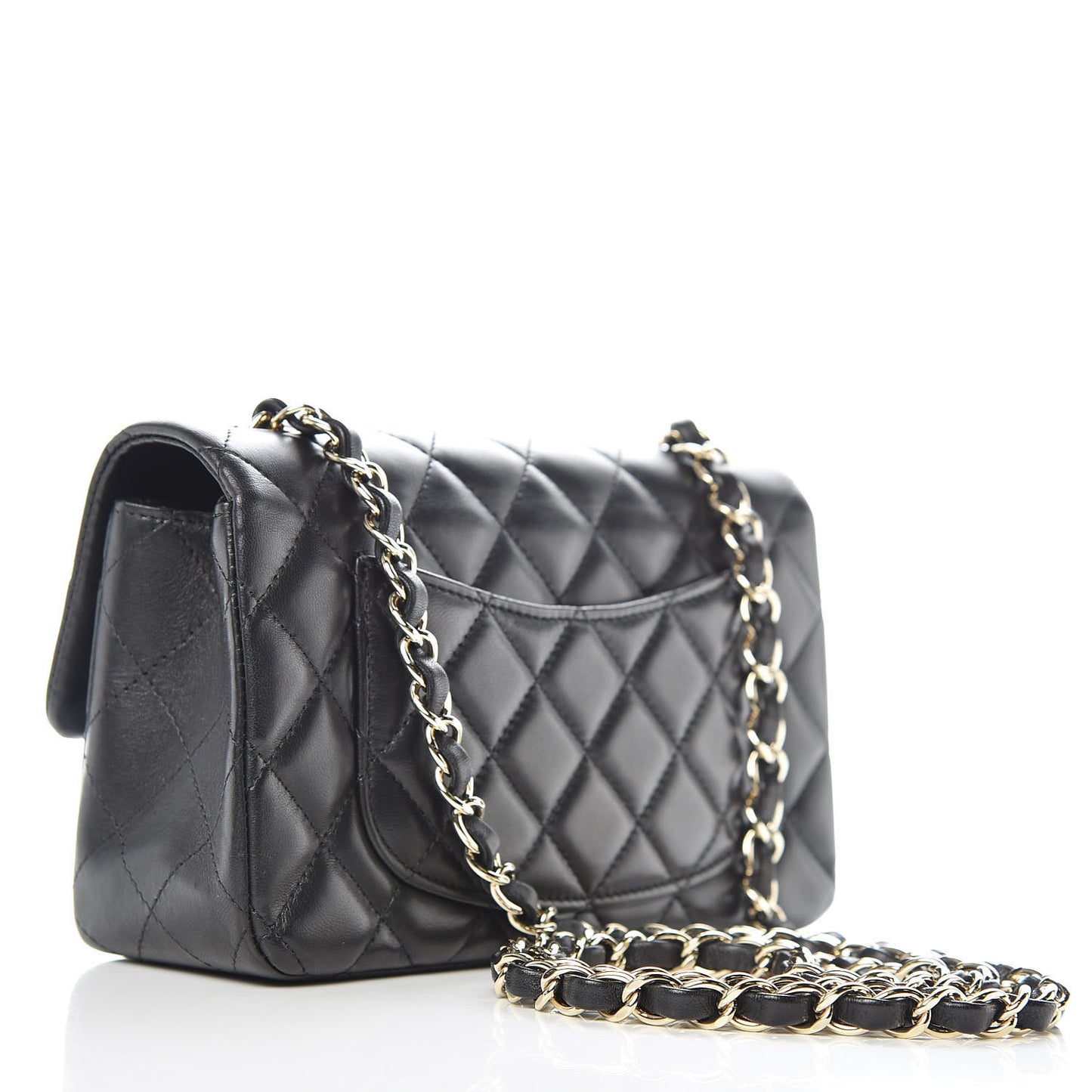 Lambskin Quilted Mini Rectangular Flap Black