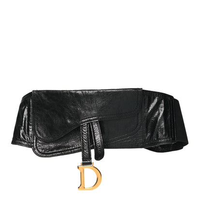 Christian Dior Crinkled Lambskin 135mm Saddle Belt Black 1 of 5