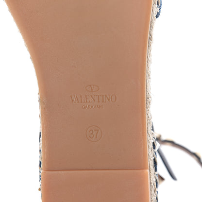 Valentino Garavani Denim Rockstud Ankle Wrap Espadrille 20mm Flats 37 Light Denim 6 of 7