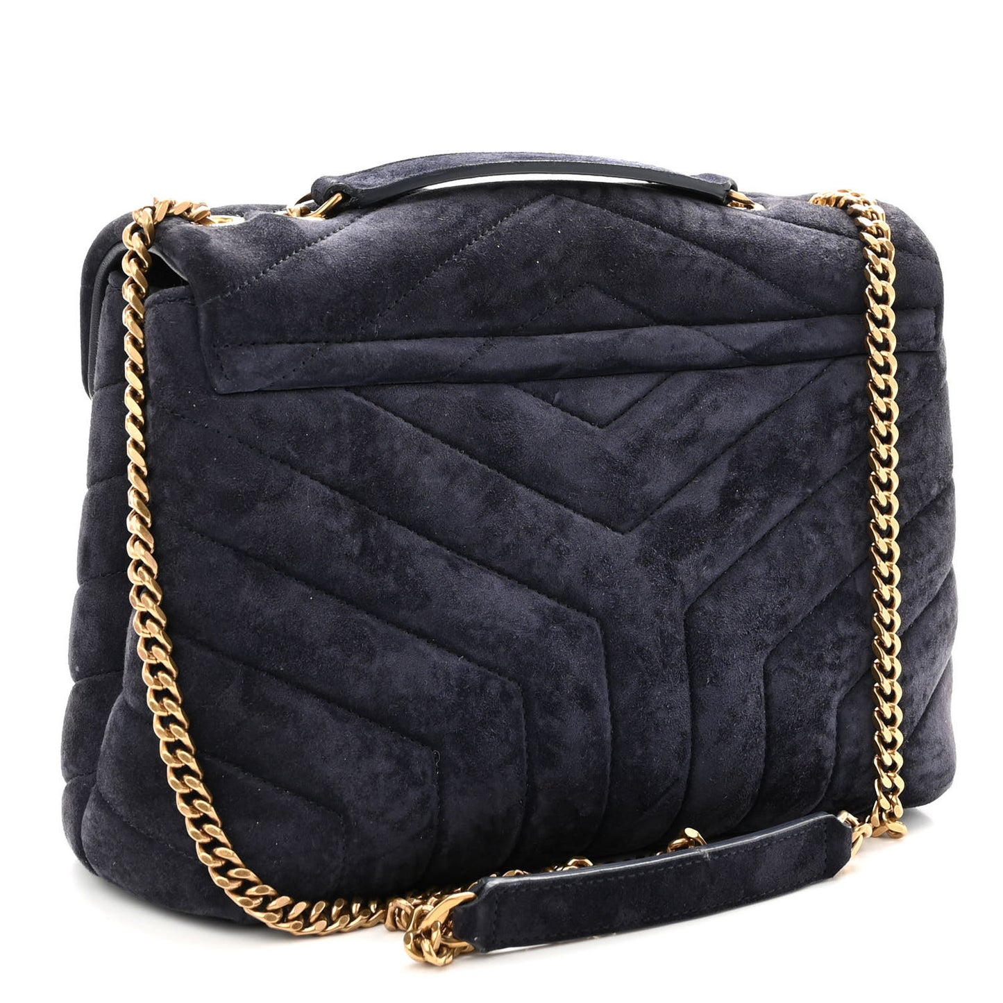 Velvet Y Quilted Monogram Small Loulou Chain Satchel Medium Blue
