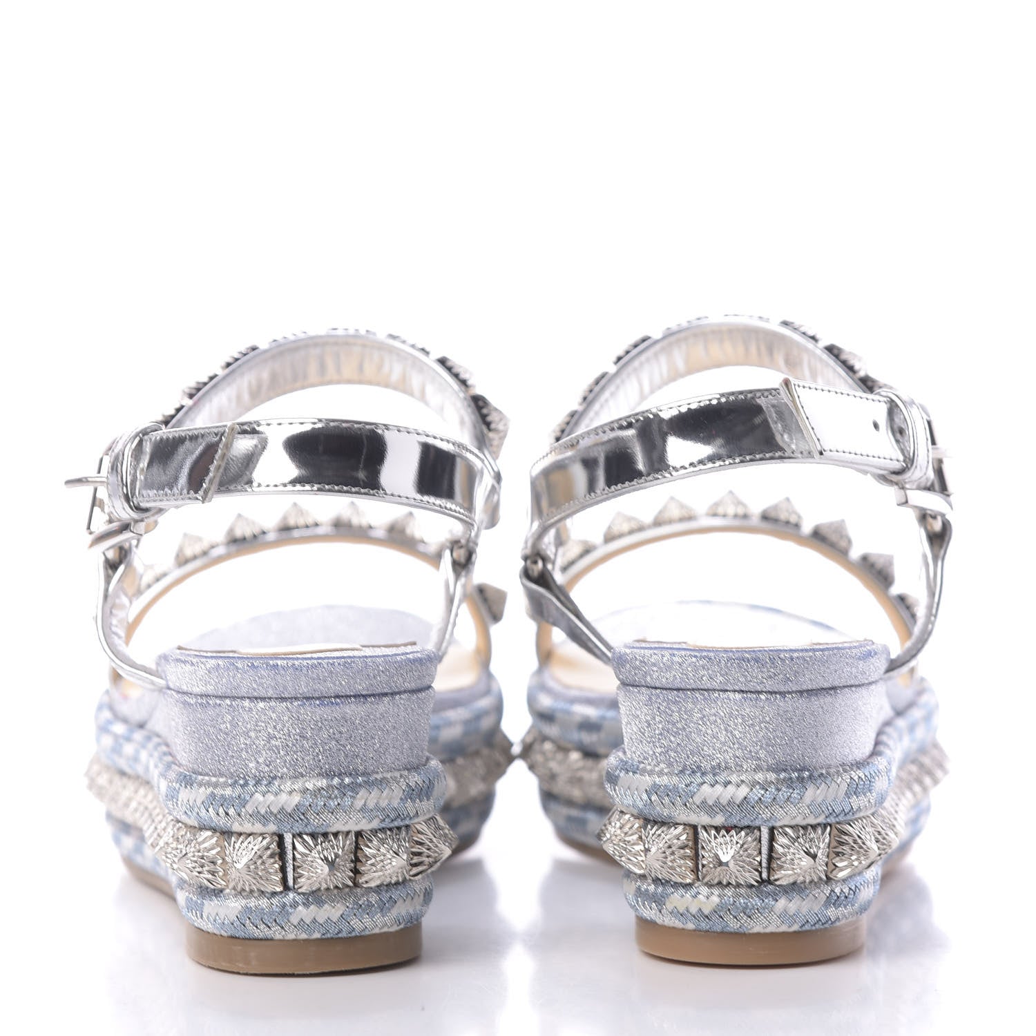Christian Louboutin Patent Lurex Pira Ryad 60 Platform Sandals 36 Silver Blue 5 of 11