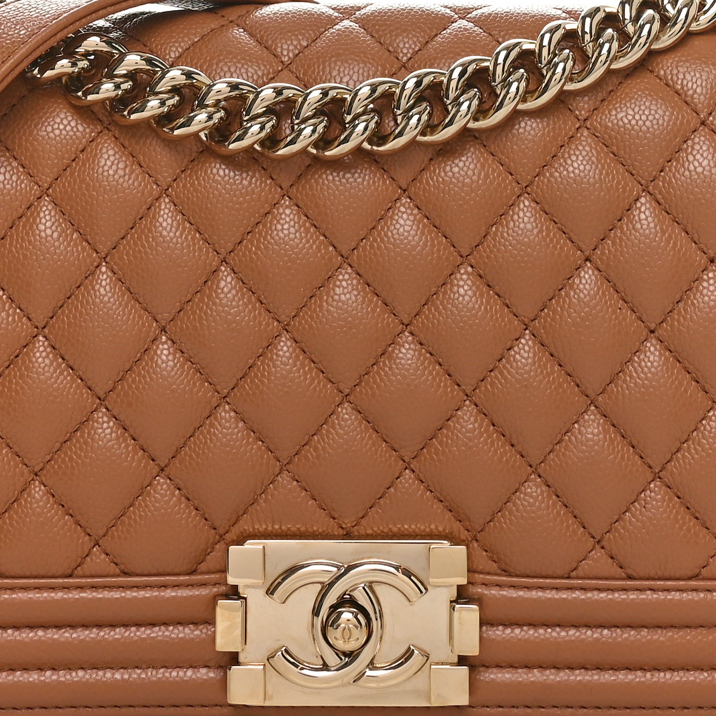 Caviar Quilted Medium Boy Flap Brown