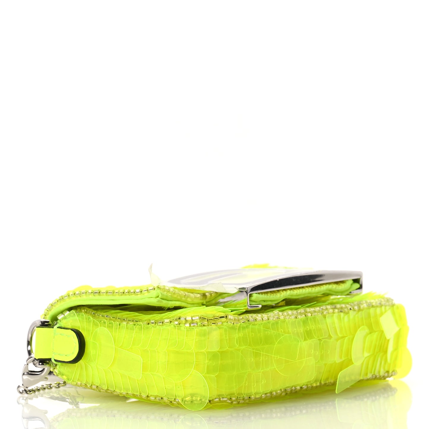 Transparent Paillettes Vitello King Nano Maxi Buckle Baguette Charm Yellow Fluo