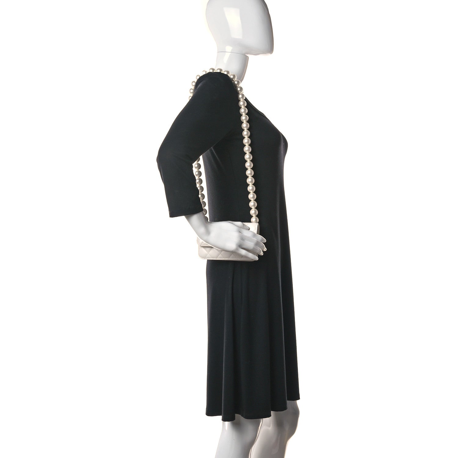 Chanel Calfskin Quilted Maxi Pearls Clutch With Chain White 2 of 12