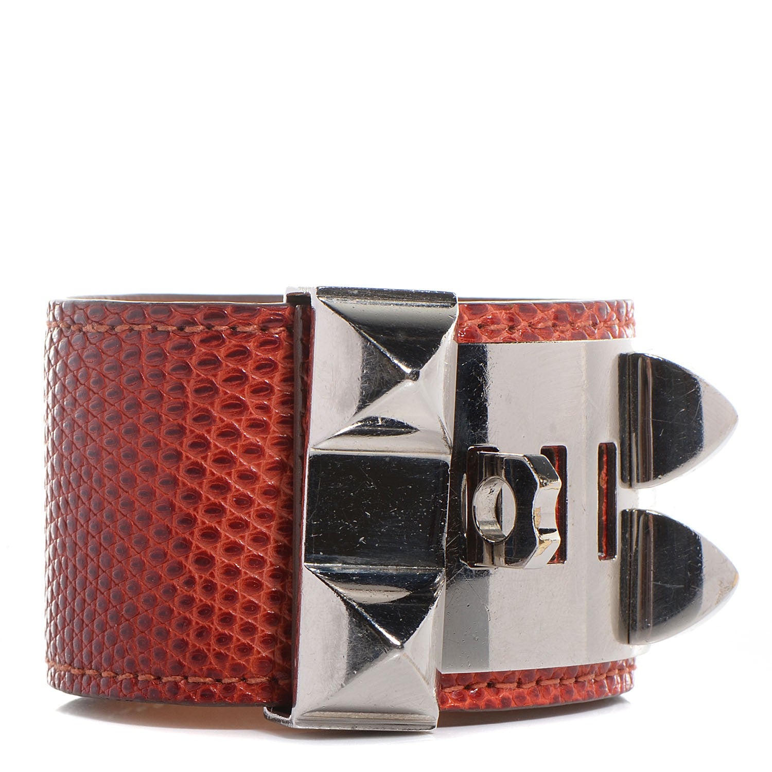 Hermes Lizard Collier De Chien CDC Bracelet Small Sanguine 4 of 9