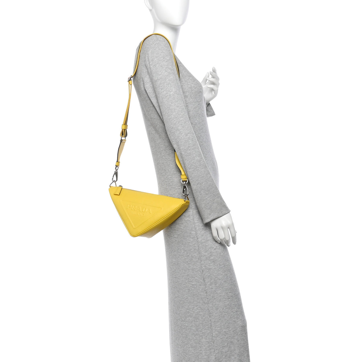 Saffiano Cuir Logo Embossed Triangle Shoulder Bag Sole