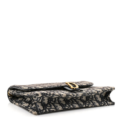 Christian Dior Oblique Saddle Chain Pouch Blue 4 of 12