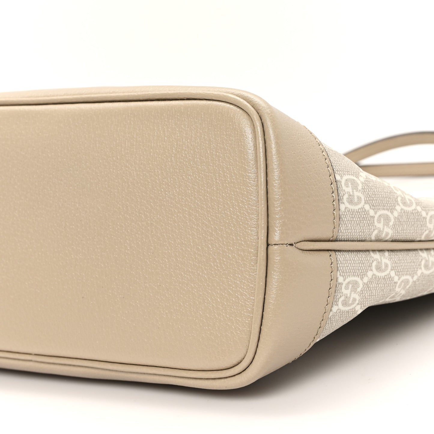 GG Supreme Monogram Textured Dollar Calfskin Web Small Ophidia Tote Beige Mystic White Oatmeal