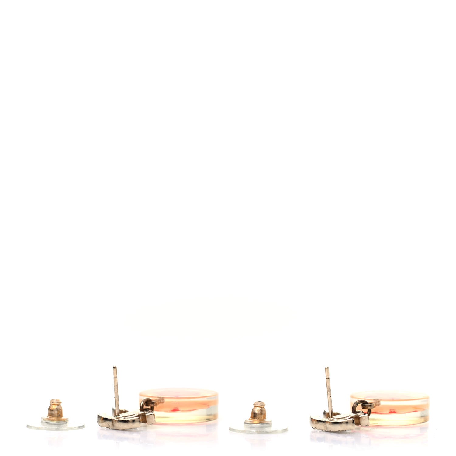 Chanel Resin Crystal CC Flower Drop Earrings Gold Transparent Pink 3 of 4