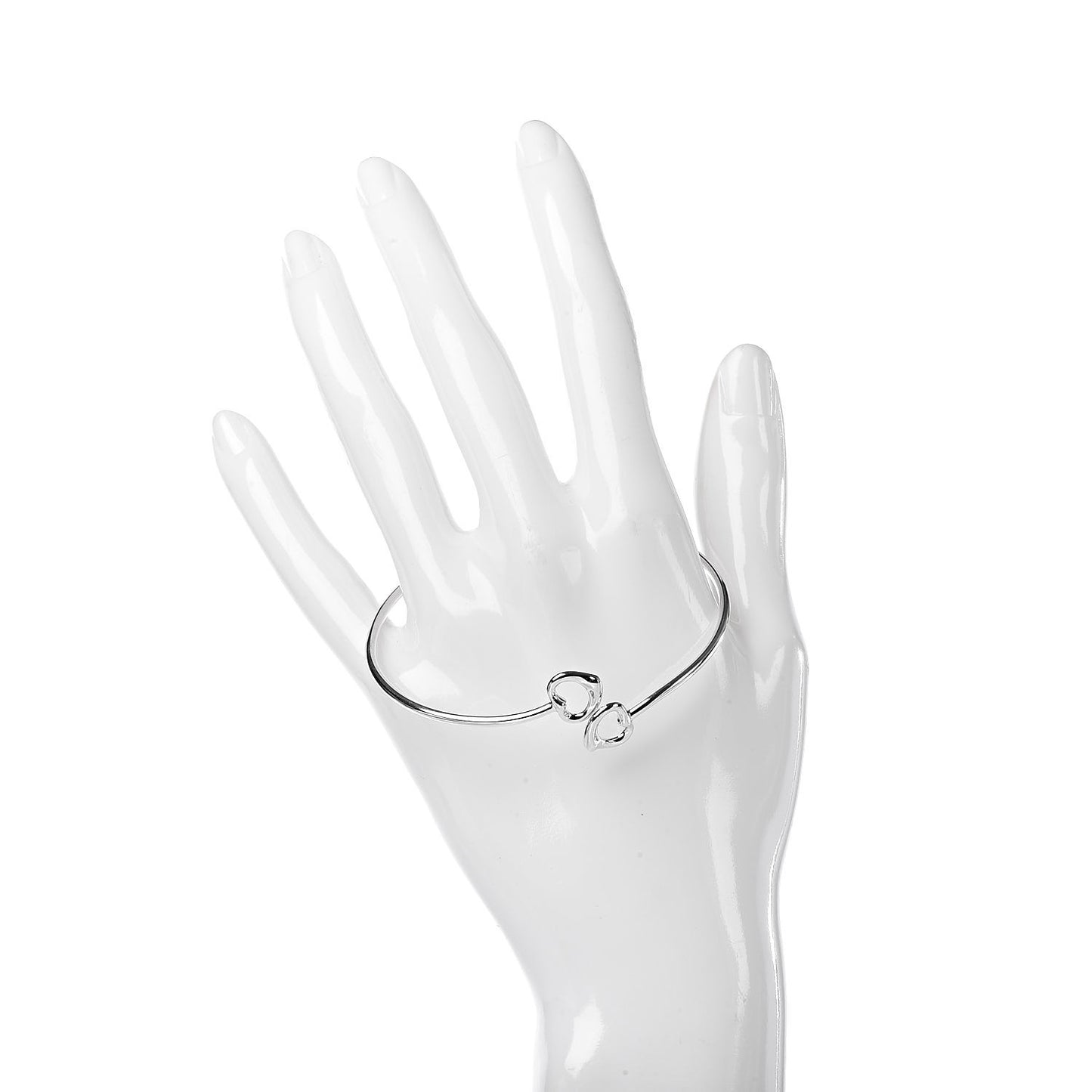 Sterling Silver Elsa Peretti Double Open Heart Bangle Bracelet