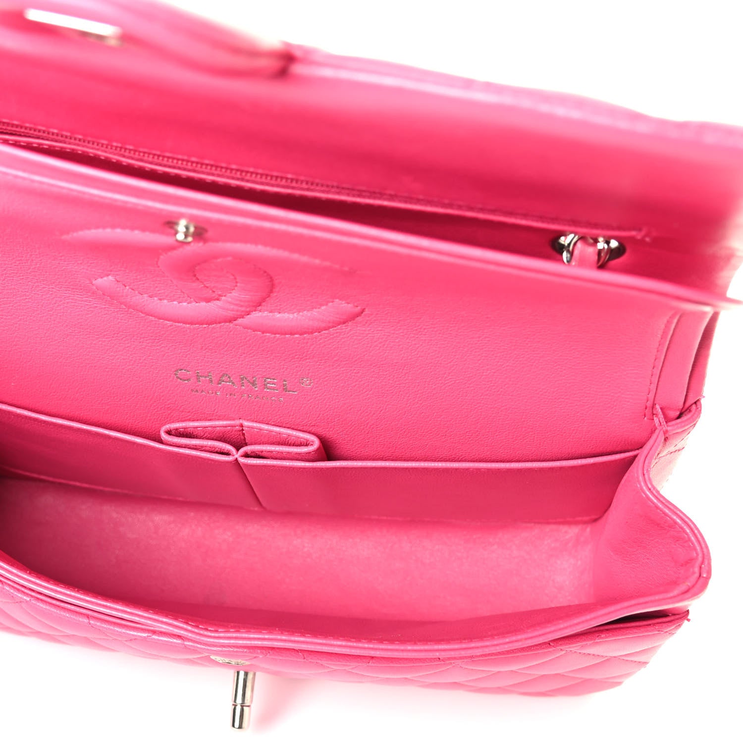 Chanel Lambskin Quilted Medium Double Flap Dark Pink 4 of 4